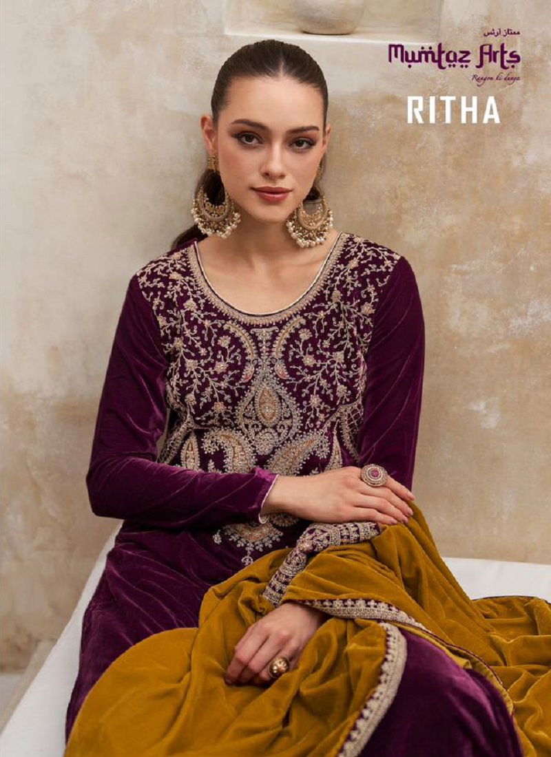 Mumtaz Ritha Velvet Designer Salwar Suits Catalog

